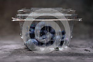 Blueberries in a clear container