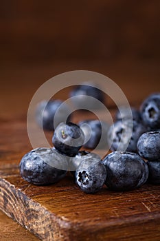 Blueberries on a cutting board