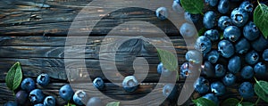 Blueberries on dark wooden background