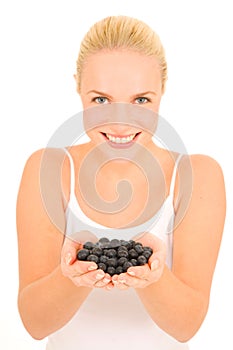 Blueberries in the hands