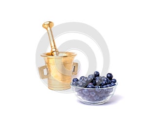 Blueberries for health on white background