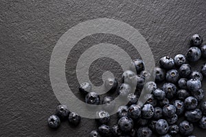 Blueberries on a shale surface