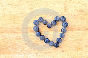 Blueberries in the shape of heart