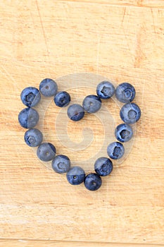 Blueberries in the shape of heart