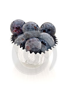 Blueberries in a silver foil cup