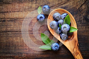 Blueberries in a spoon