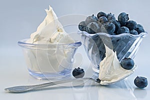Blueberries and whipped cream