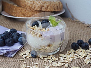 Blueberries-yogurt healthy diet concept.