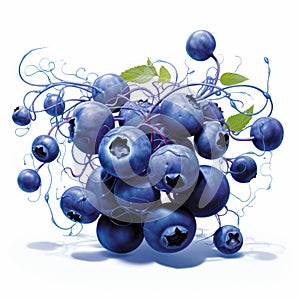 Blueberry Algorithmic Art On White Background