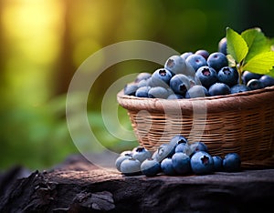 Blueberry basket with copy space