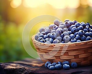 Blueberry basket with copy space