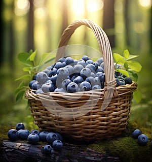 Blueberry basket in forest