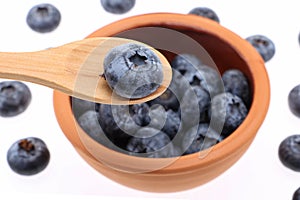 Blueberry. Blueberries in bowl isolated isolated on white background. With clipping path.