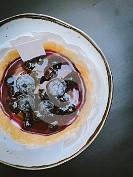 Blueberry Cheese pie cake on the table