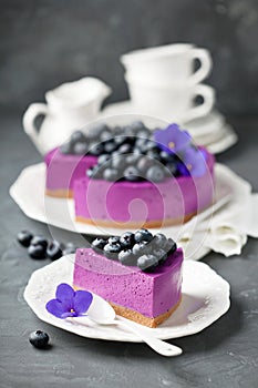 Blueberry cheesecake with fresh blueberries