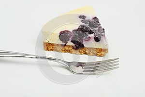 Blueberry cheesecake on a plate