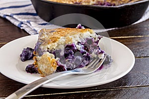 Blueberry Cobbler Baked in Cast Iron Skillet