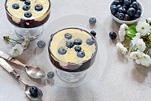 Blueberry compote with white chocolate ganache