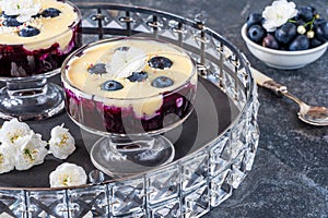 Blueberry compote with white chocolate ganache