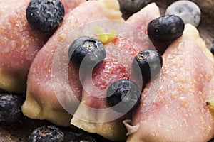 Blueberry dumplings, pierogi