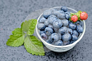 Blueberry in a Glass Bowl