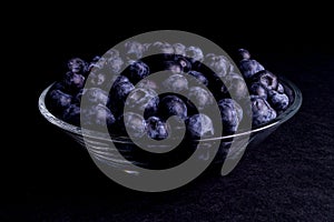 Blueberry in a glass bowl