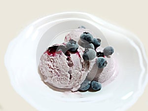 Blueberry ice cream with berries