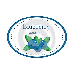 Blueberry label vector disign isolated on white background. Round label