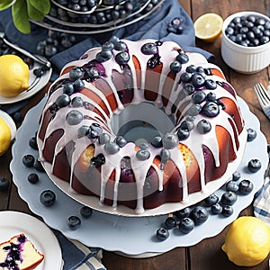 blueberry lemon bundt cake served