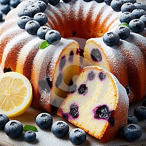 blueberry lemon bundt cake served