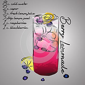 Blueberry lemonade with color splash and berry drinks