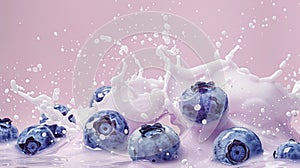 Blueberry milk milkshake splash background