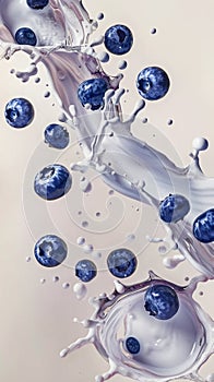 Blueberry milk milkshake splash background