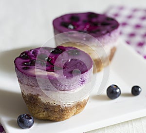 Blueberry mini cheesecakes.