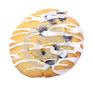 Blueberry Muffin Cookie Over White With Icing