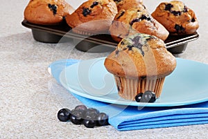 Blueberry muffin with fresh berries