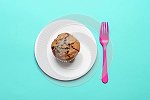 Blueberry Muffin with Paper Plate