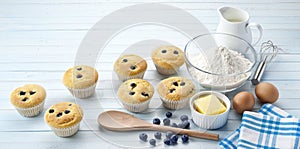 Blueberry Muffins Baking Background