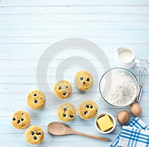 Blueberry Muffins Baking Background