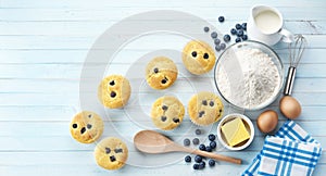 Blueberry Muffins Baking Background Food