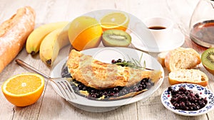 Blueberry omelet and coffee