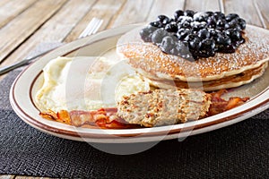 blueberry pancake breakfast plate