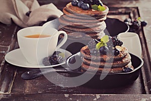 Blueberry pancakes with buckwheat flour