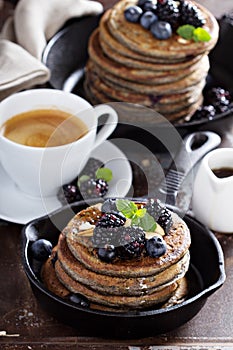 Blueberry pancakes with buckwheat flour