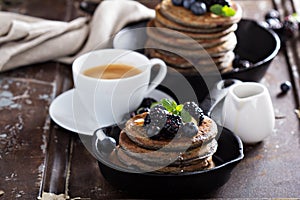 Blueberry pancakes with buckwheat flour