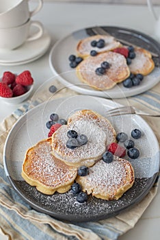 Blueberry pancakes with fresh blueberries