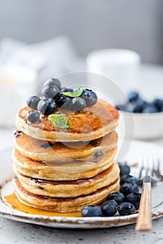Blueberry pancakes stack