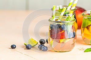 Blueberry and peach infused water