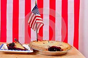 Blueberry pie With American flag 4th of July