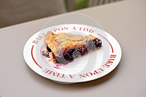 Blueberry pie and cheesecake on a plate ready to be served.